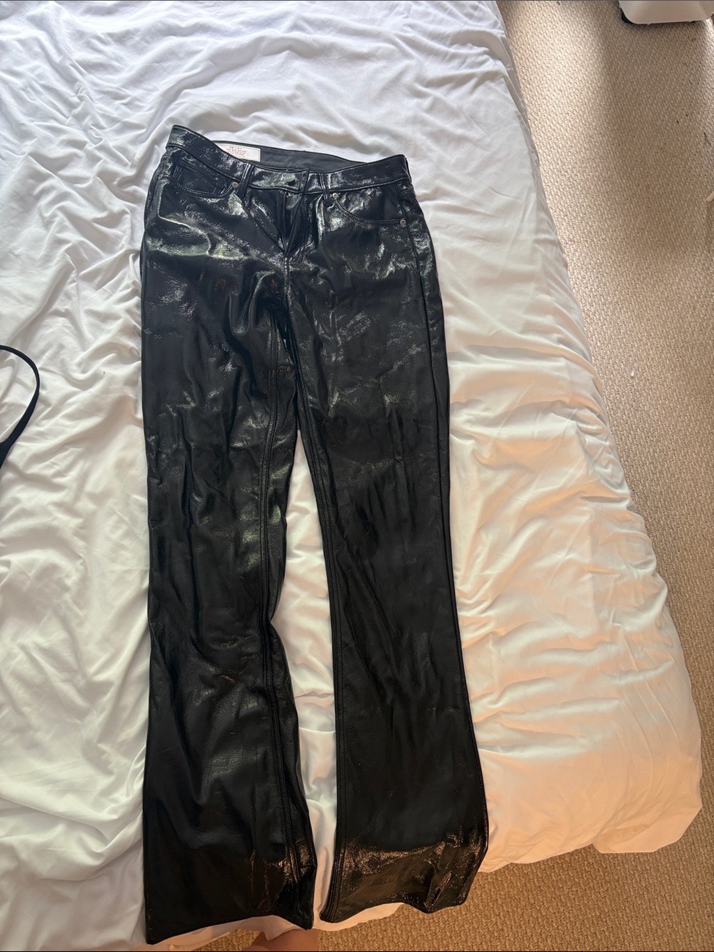 GAP Black Faux Leather Flare Pants
